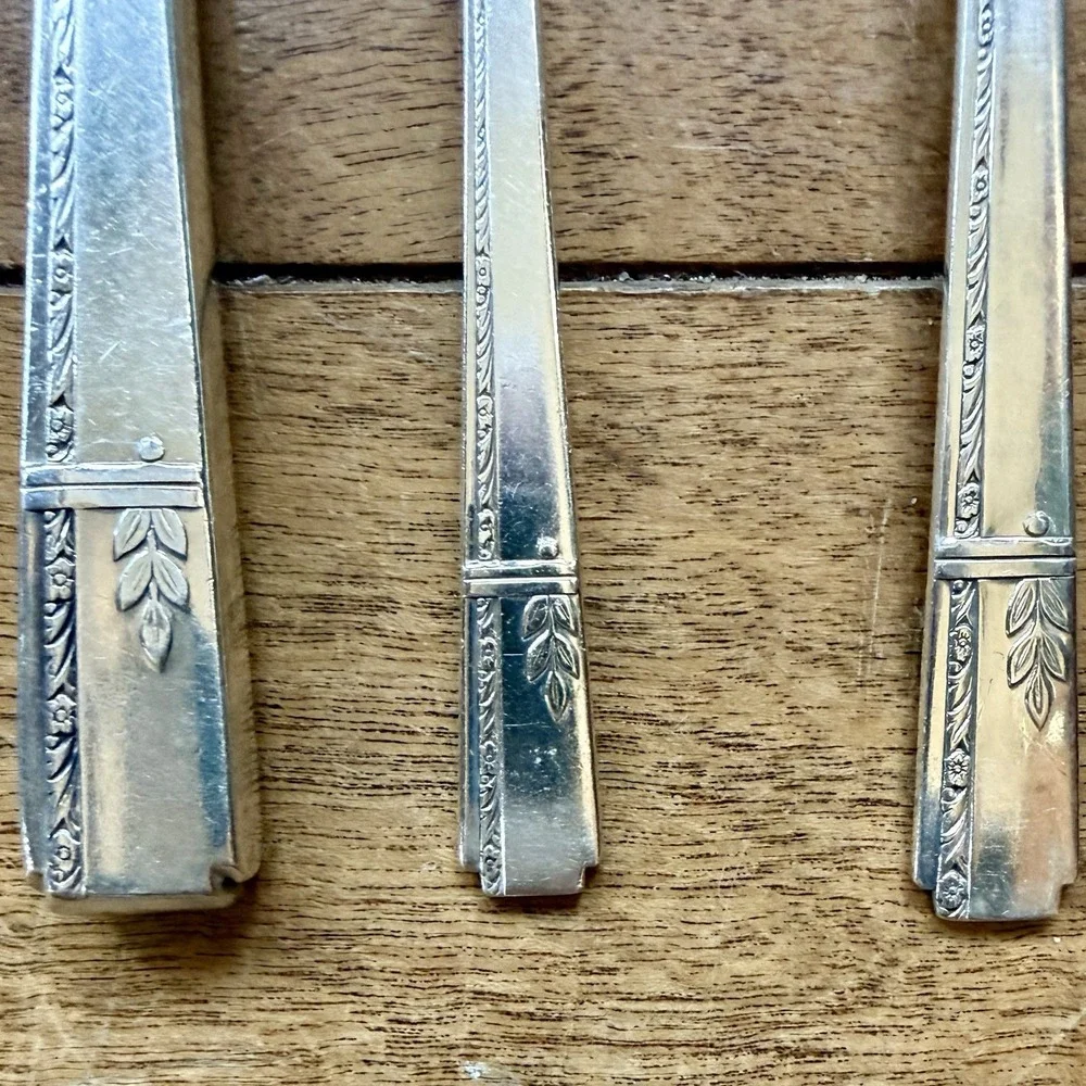 5pc VTG Antique 30s Oneida Prestige GRENOBLE Silverplate Flatware Place Setting